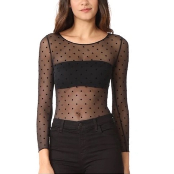 Spanx- NWT Smoothing Mesh Flocked Dot Thong Bodysuit - Picture 2 of 7